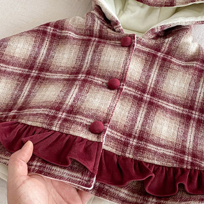 【BABY】冬新作チェックあったかケープSK103115