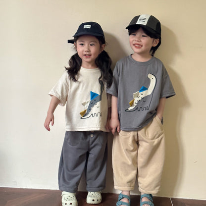 【BABY＆KID】夏新作 カラーバリ恐竜半袖トップスSK063031