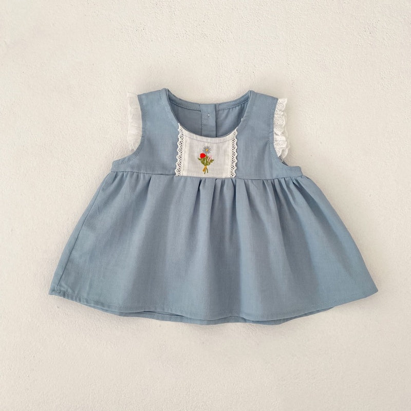 【BABY&KID】夏新作 韓国風花刺繍セットアップ、ワンピースSK104931