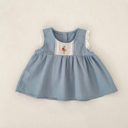 【BABY&KID】夏新作 韓国風花刺繍セットアップ、ワンピースSK104931