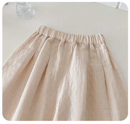 【BABY】チェックレースブラウス、ベージュワイドパンツSK101430