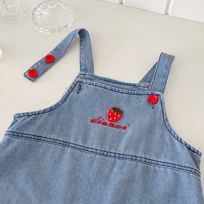 【BABY】いちごチェックブラウス&いちご刺繍サロペットSK100804