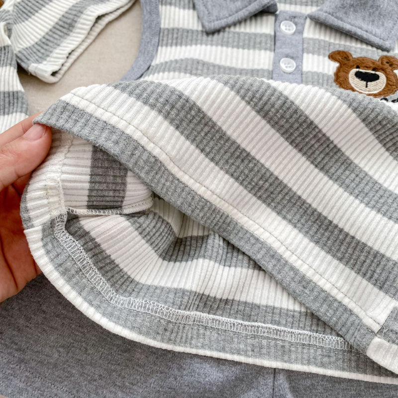 【BABY&KID】夏新作 ストライプくまロンパース、セットアップSK072524