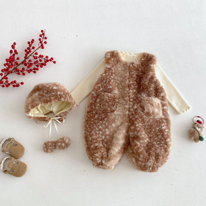 【BABY&KID】冬新作かわいいトナカイあったかカバーオール、フード付きアウターSK103021