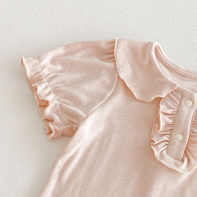 【BABY】夏新作 パフスリーブTシャツ＆レースサロペットショートパンツSK104817