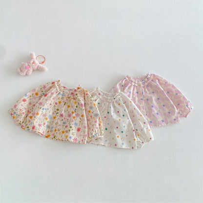 【BABY&KID】蝶結び、うさぎ、花柄プリントシャツSK104116