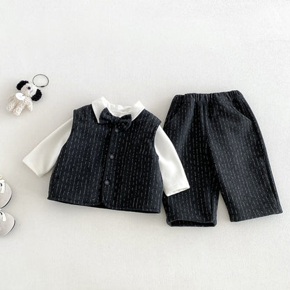 【BABY】冬新作厚手ベストセットアップ、裏起毛トップスSK108312