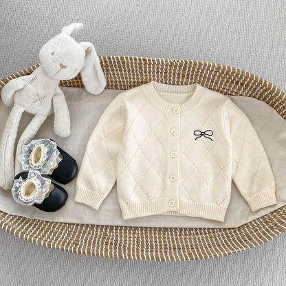 【BABY&KID】おしゃれな蝶結びニットカーディガンSK092725