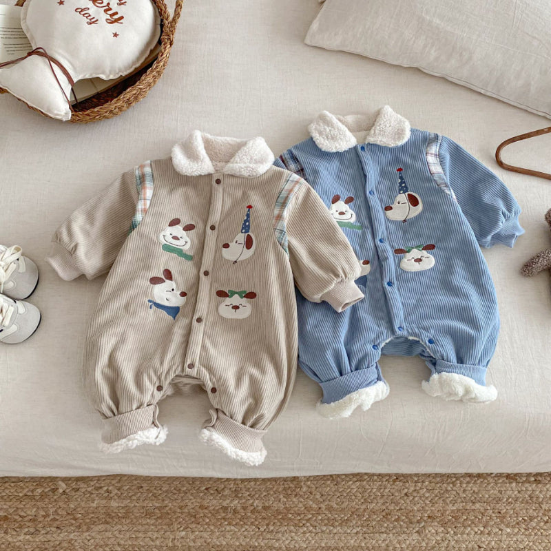 【BABY】コーデュロイ犬刺繍カバーオールSK102914