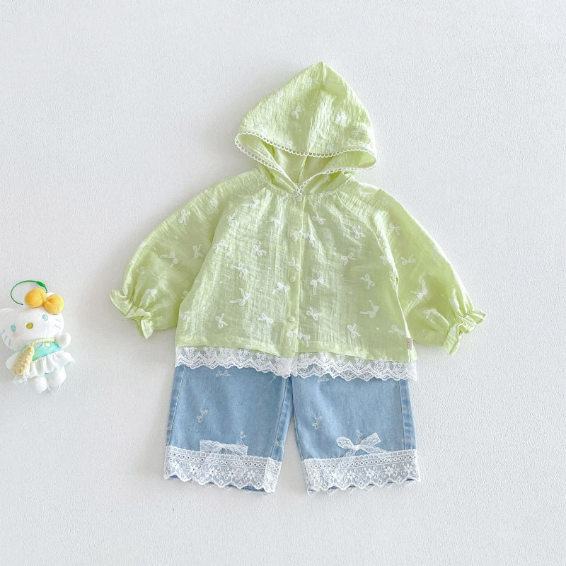 【BABY&KID】夏新作フリルフードUVカーディガンSK105908