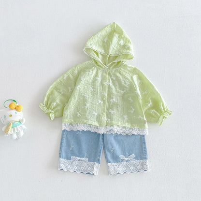 【BABY&KID】夏新作フリルフードUVカーディガンSK105908