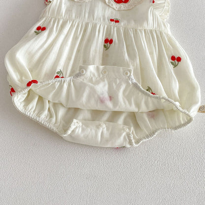 【BABY&KID】夏新作 さくらんぼ刺繍ロンパース、ワンピースSK105117