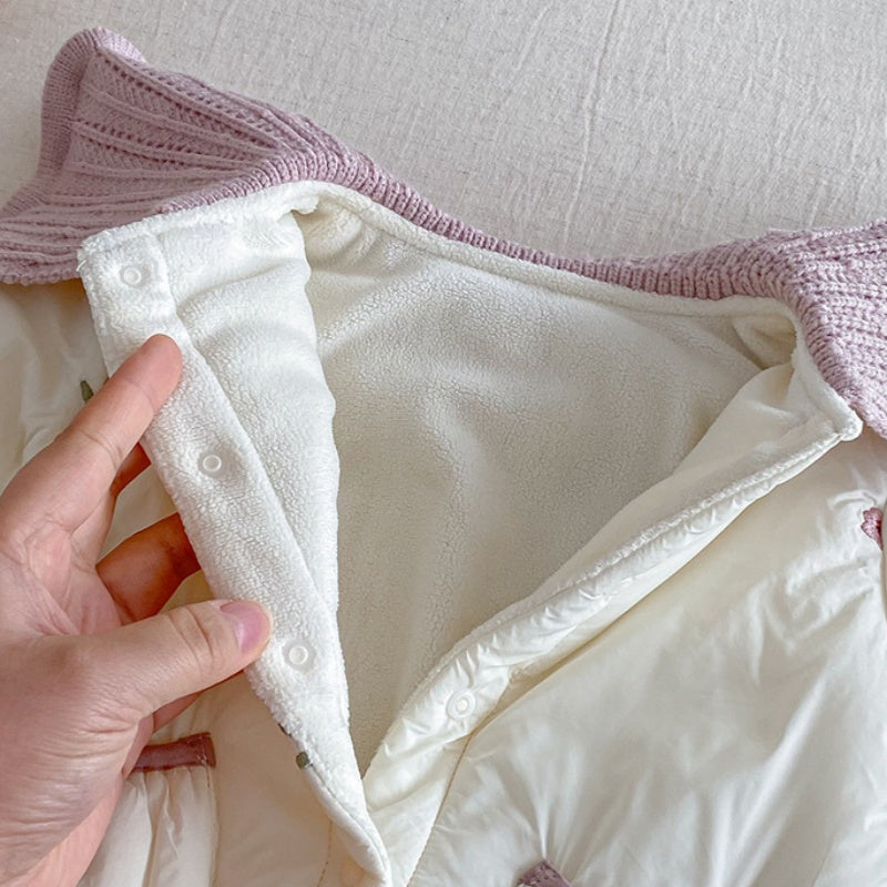 【BABY】冬新作小花柄キルティングニット襟あったかカバーオールSK103103