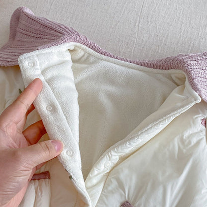 【BABY】冬新作小花柄キルティングニット襟あったかカバーオールSK103103