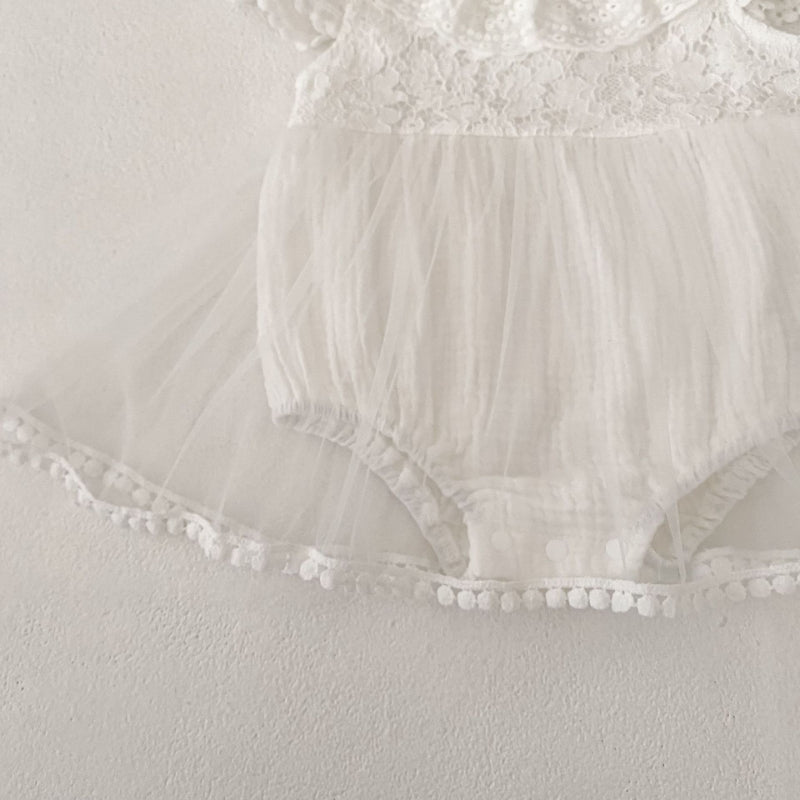 【BABY】夏新作 フラワー刺繍ロンパースSK080101