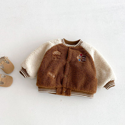 【BABY&KID】冬新作韓国風配色裏起毛ブルゾンSK102903
