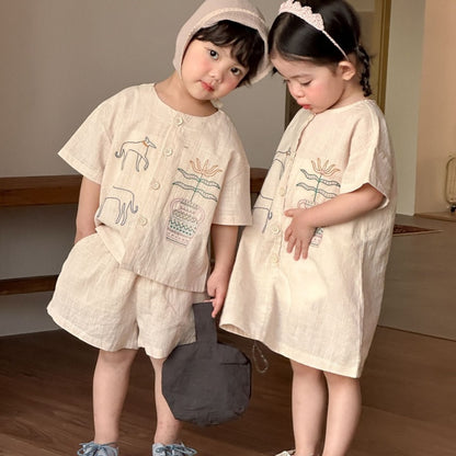 【BABY&KID】夏新作刺繍セットアップ、ワンピースSK104722
