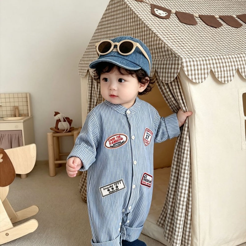 【BABY】ストライプワッペンカバーオールSK106710