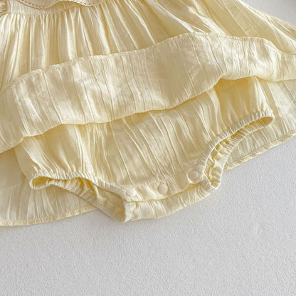 【BABY】夏新作 ラウンドネック刺繍フリルロンパースSK070110
