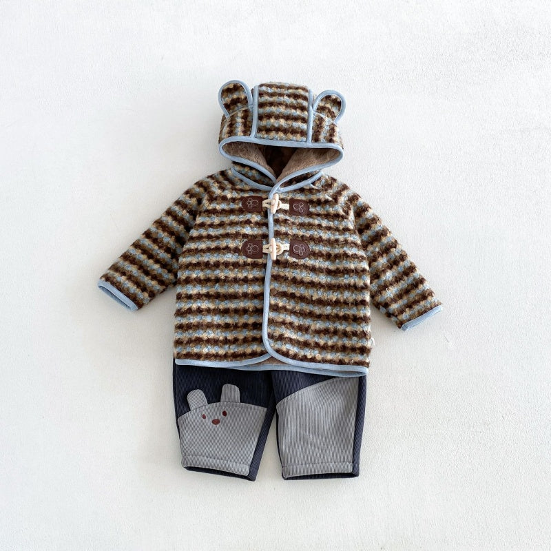 【BABY&KID】冬新作レトロボーダーフード付きジャケットSK108516