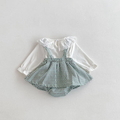 【BABY】花柄サロペットスカート、長袖TシャツSK100331