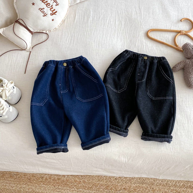 【BABY&KID】冬新作無地裏起毛デニムパンツSK102520