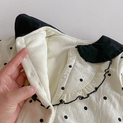 【BABY】冬新作ドット裏起毛カバーオールSK102712