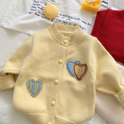【BABY】ハートカーディガン&ニットパンツセットアップSK092907