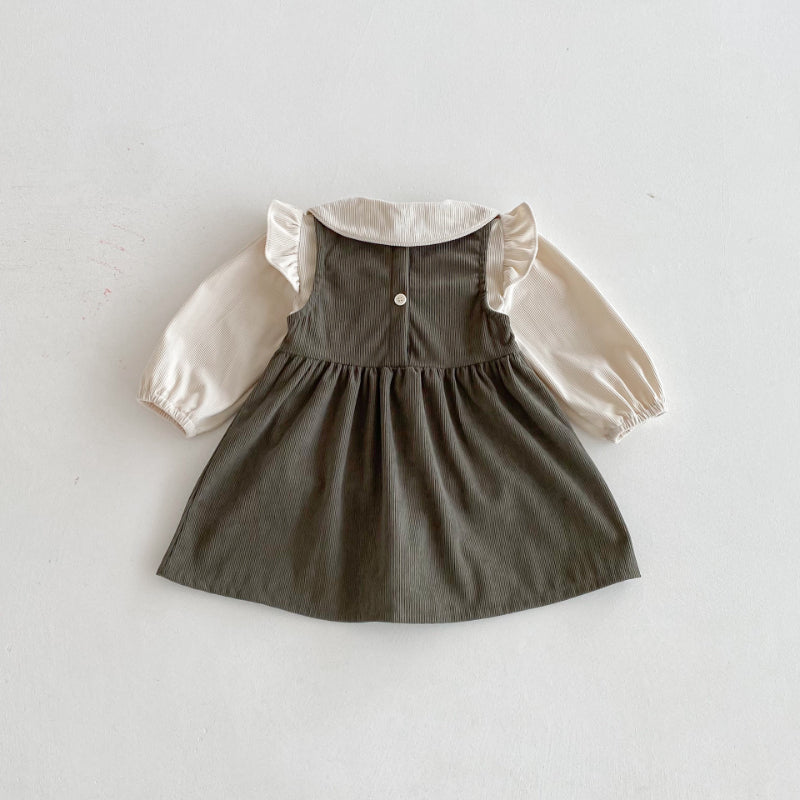 【BABY&KID】コーデュロイ蝶結びワンピース/ベージュトップスSK011027
