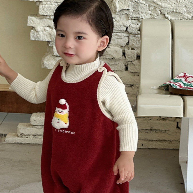 【BABY】冬新作ゆきだるま刺繍あったかカバーオールSK103121