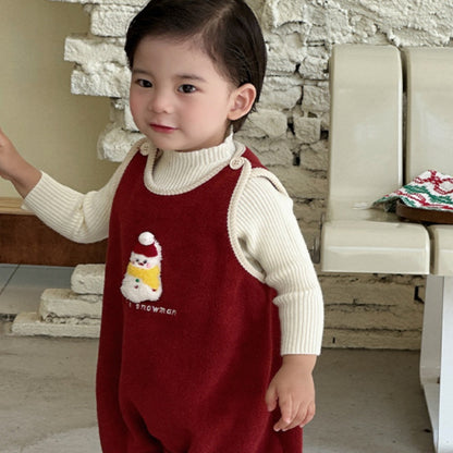 【BABY】冬新作ゆきだるま刺繍あったかカバーオールSK103121