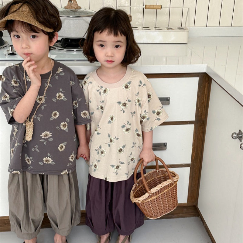 【BABY&KID】夏新作 フラワープリント半袖Tシャツ、シャツSK080513