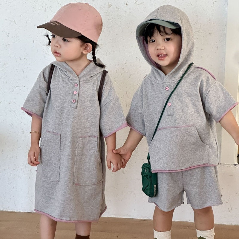 【BABY&KID】夏新作スポーツ風フード付きセットアップ、ワンピースSK104701