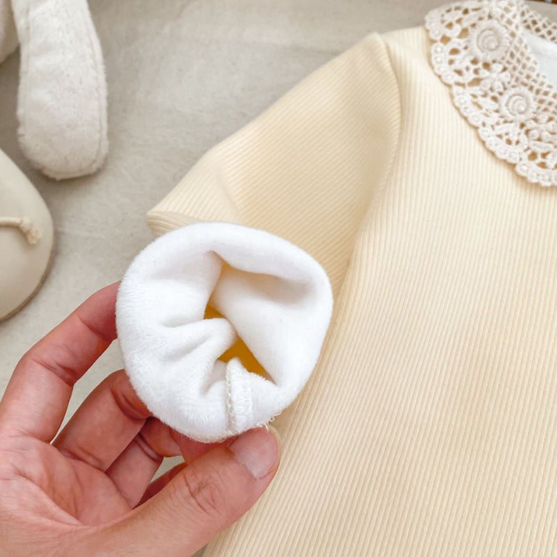 【BABY】うさぎ刺繍裏起毛サロペット、レーストップスSK101423