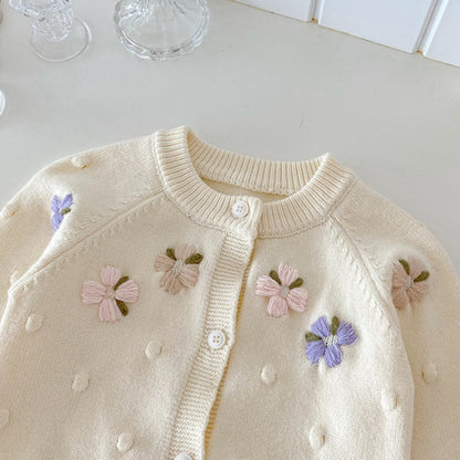 【BABY】花柄ニットカーデ＆サロペット、レースTシャツSK101416