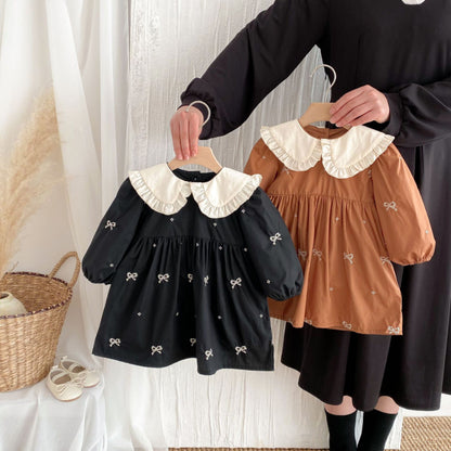 【BABY&KID】レトロ刺繍蝶結びワンピースSK011026