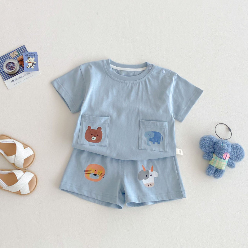 【BABY&KID】夏新作 アニマル柄ショートセットアップSK070212