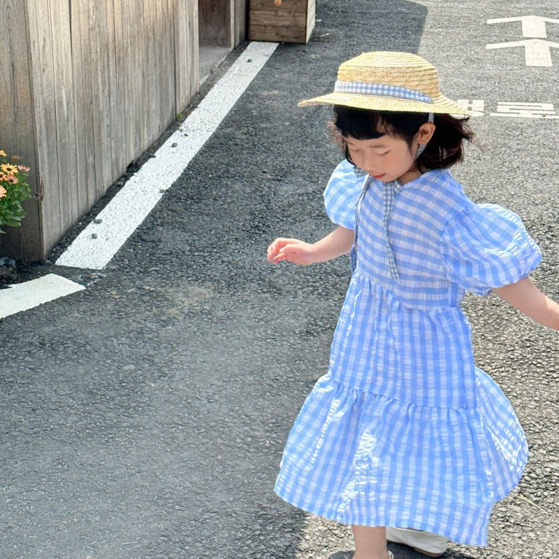 【BABY&KID】夏新作 ブルーチェックセットアップ、ワンピースSK072110
