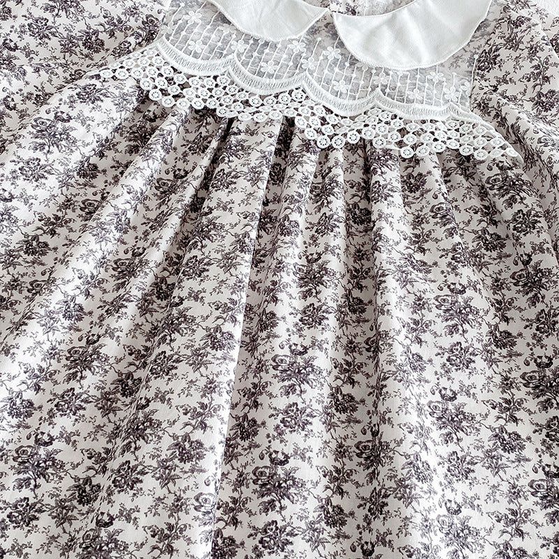 【姉妹服】森ガール風レース花柄ロンパース、ワンピースSK101127