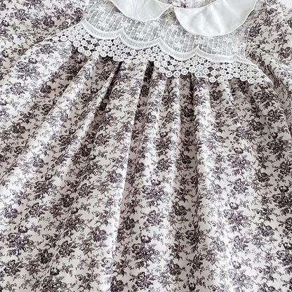 【姉妹服】森ガール風レース花柄ロンパース、ワンピースSK101127