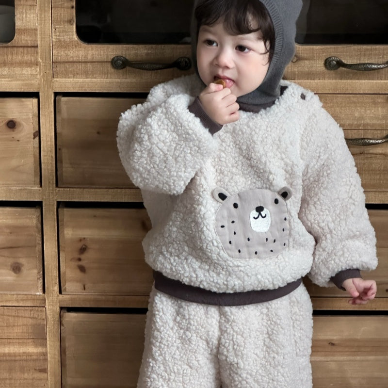 【BABY&KID】冬新作韓国風くまさん、ライオンあったかセットアップSK103128
