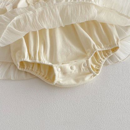 【BABY】韓国風パフスリーブチュールロンパースワンピSK103610