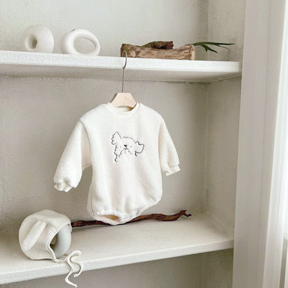 【BABY】ひつじ刺繍ボアロンパース&帽子SK101520