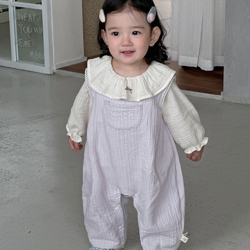 【BABY】やわらかギャザーサロペット、フリル襟ブラウスSK104305