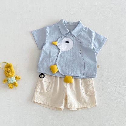 【BABY&KID】夏新作 立体カートゥーンシャツ、刺繍ショートパンツSK105113