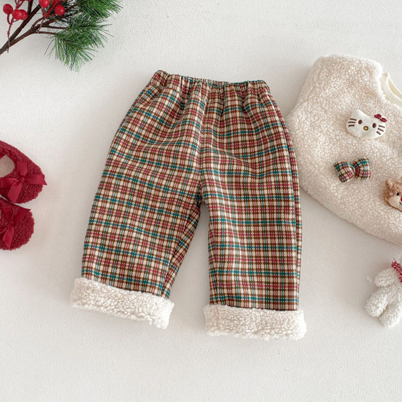 【BABY&KID】冬新作韓国風チェックあったかパンツSK103018