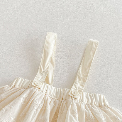 【BABY】夏新作 パフスリーブTシャツ＆レースサロペットショートパンツSK104817