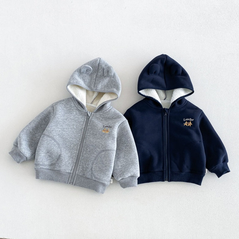 【BABY&KID】冬新作刺繍フード付き裏起毛ジャケットSK108520