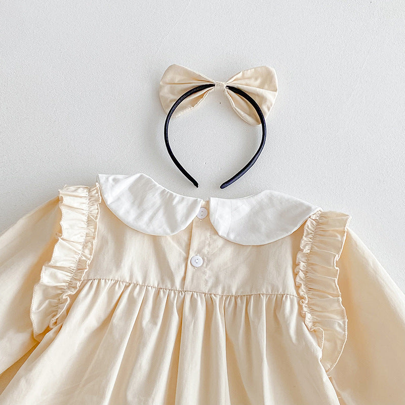 【姉妹服】小花イエローフラワーロンパース、ワンピースSK101115