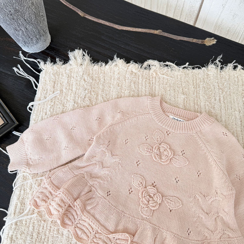 【BABY&KID-予約限定】手編みフラワーニットセーターSK102234